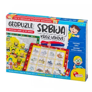 Ko su bili najveći srpski vladari i gde su se nalazile njihove stare prestonice? Mali Genije Edukativna slagalica – Geopuzle Srbija kroz vekove (60 delova)