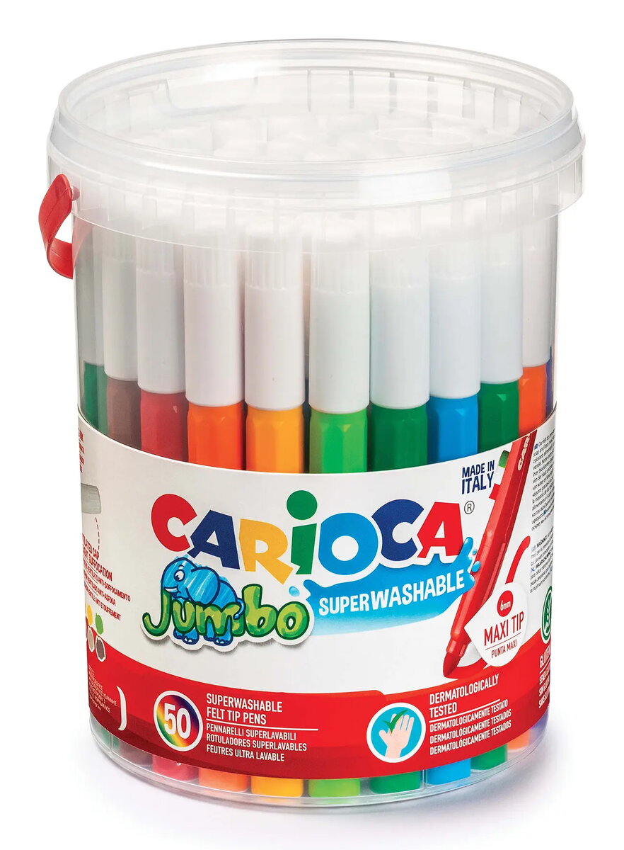 Carioca Jumbo Maxi Flomasteri 50/1 u čaši – Velike boje za prve velike kreativne ideje!