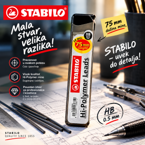 STABILO Hi-Polymer Mine za tehničku olovku 0.5 mm HB (24 komada)
