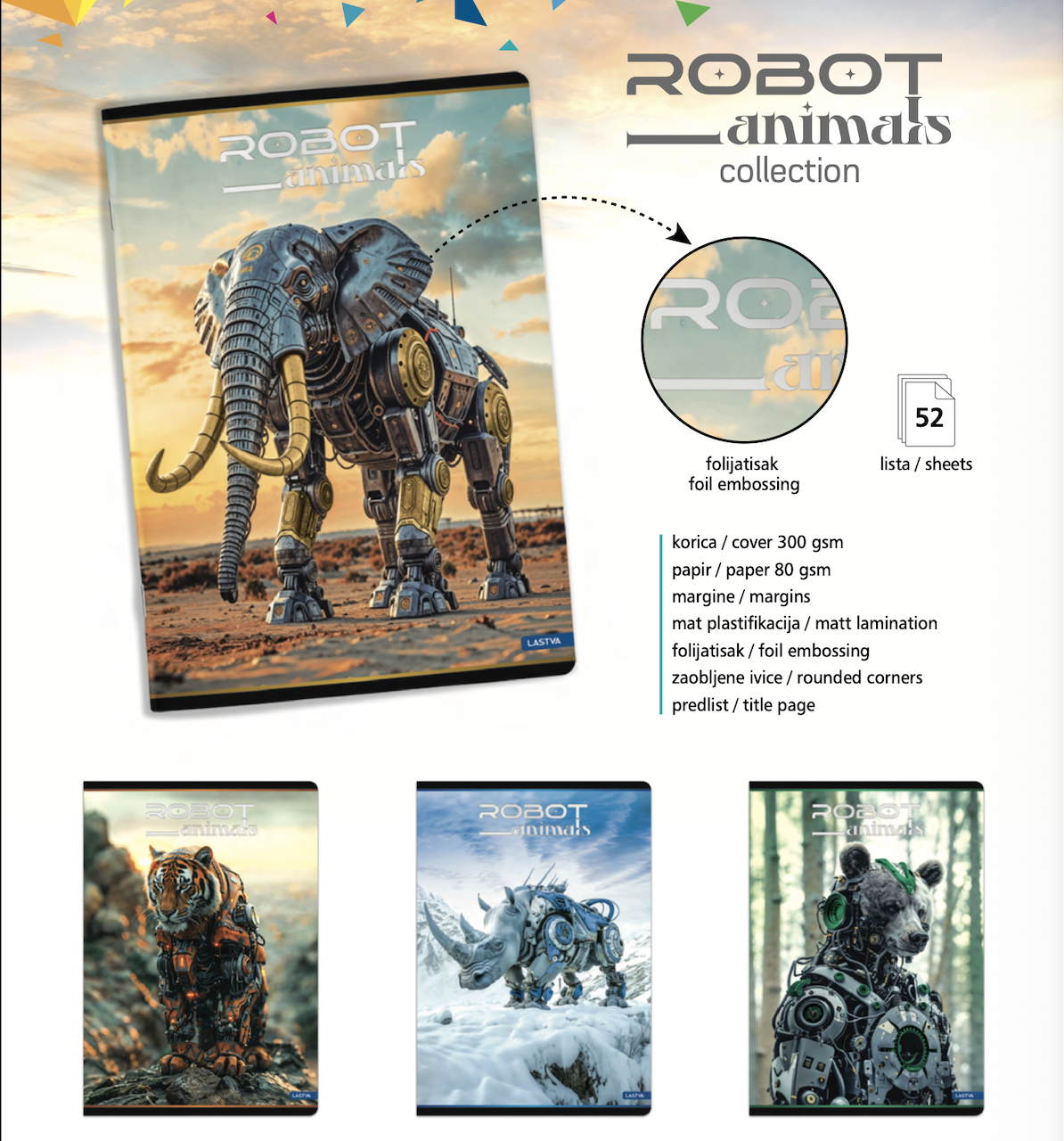 Sveska „Robot Animals“ A4