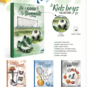 Sveska „Kids Boys Collection“ A4 Latajn (uske i široke linije)(96 lista) Tvrd povez