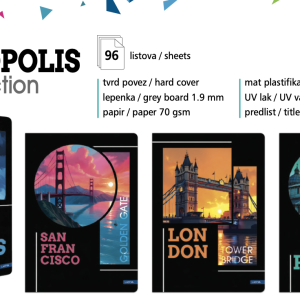 Sveska „Metropolis Collection“ A4 Linija (dikto)(96 lista) Tvrd povez