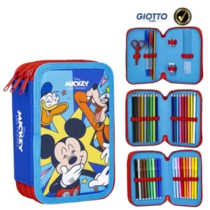 Puna pernica Cerdá Disney Mickey and Friends sa tri zipa i prikazom školskog pribora u otvorenim odeljcima