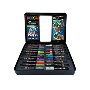 UNI POSCA POP poklon set 20 markera PC-1M/3M/5M u metalnoj kutiji