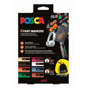 UNI POSCA PC-3M + PC-5M poklon set 8 markera sa platnenom torbicom
