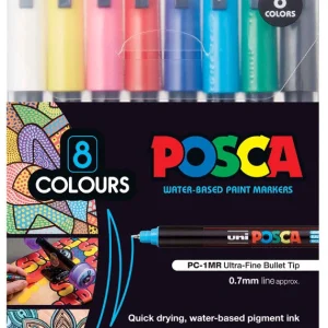 UNI POSCA PC-1MR markeri 0,7 mm – set 8 osnovnih boja