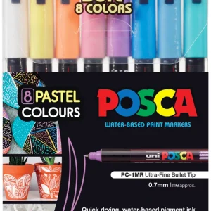 UNI POSCA PC-1MR markeri 0,7 mm – set 8 pastelnih boja